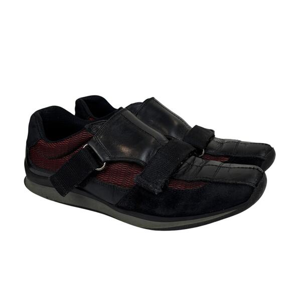 Prada Leather Mesh Suede Strap Trainers Sneakers Shoes Men display picture 3